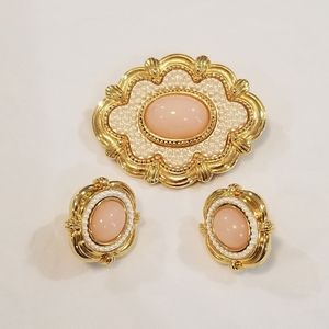 Pin and Earrings Set EUC